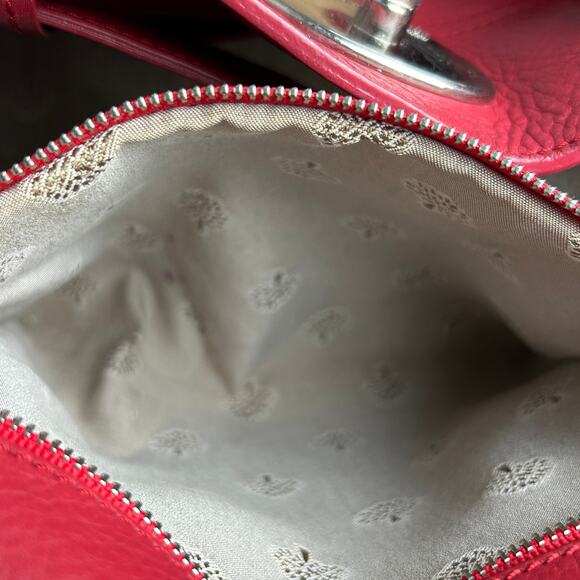 Bayswater Inspired Leather Tote Satchel Red Silver Toned Hardware READ - Picture 10 of 16